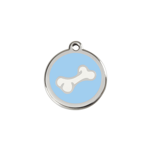 Placa para gato pequeña hueso dibujo en esmalte azul claro