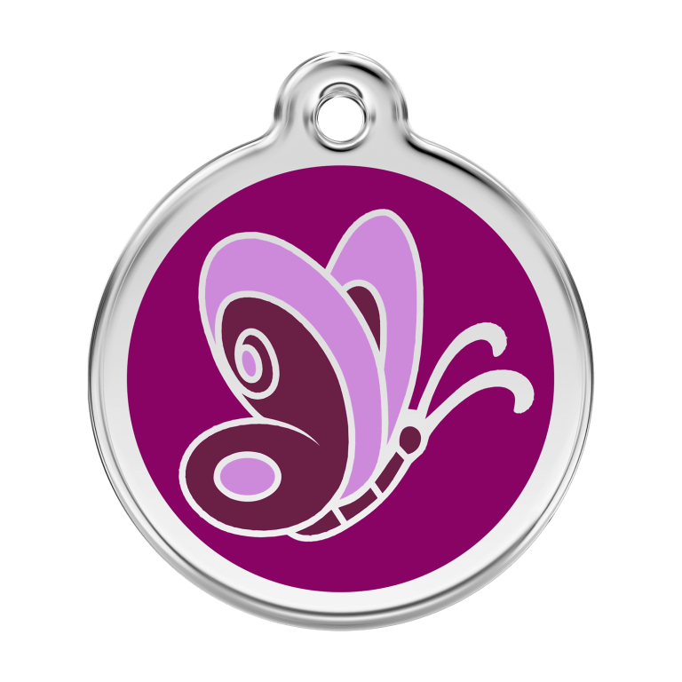 Vue avant - Médaille personnalisée Red Dingo papillon violet - Talla L 38.00mm
