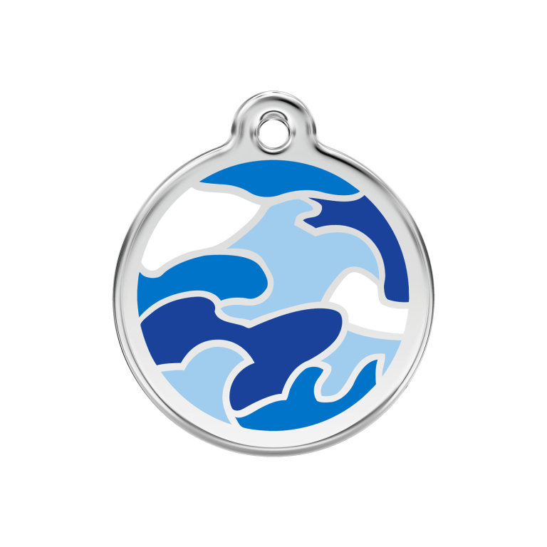 Vue avant - Médaille personnalisable pour chien Red Dingo Camouflage Bleu foncé - Talla M