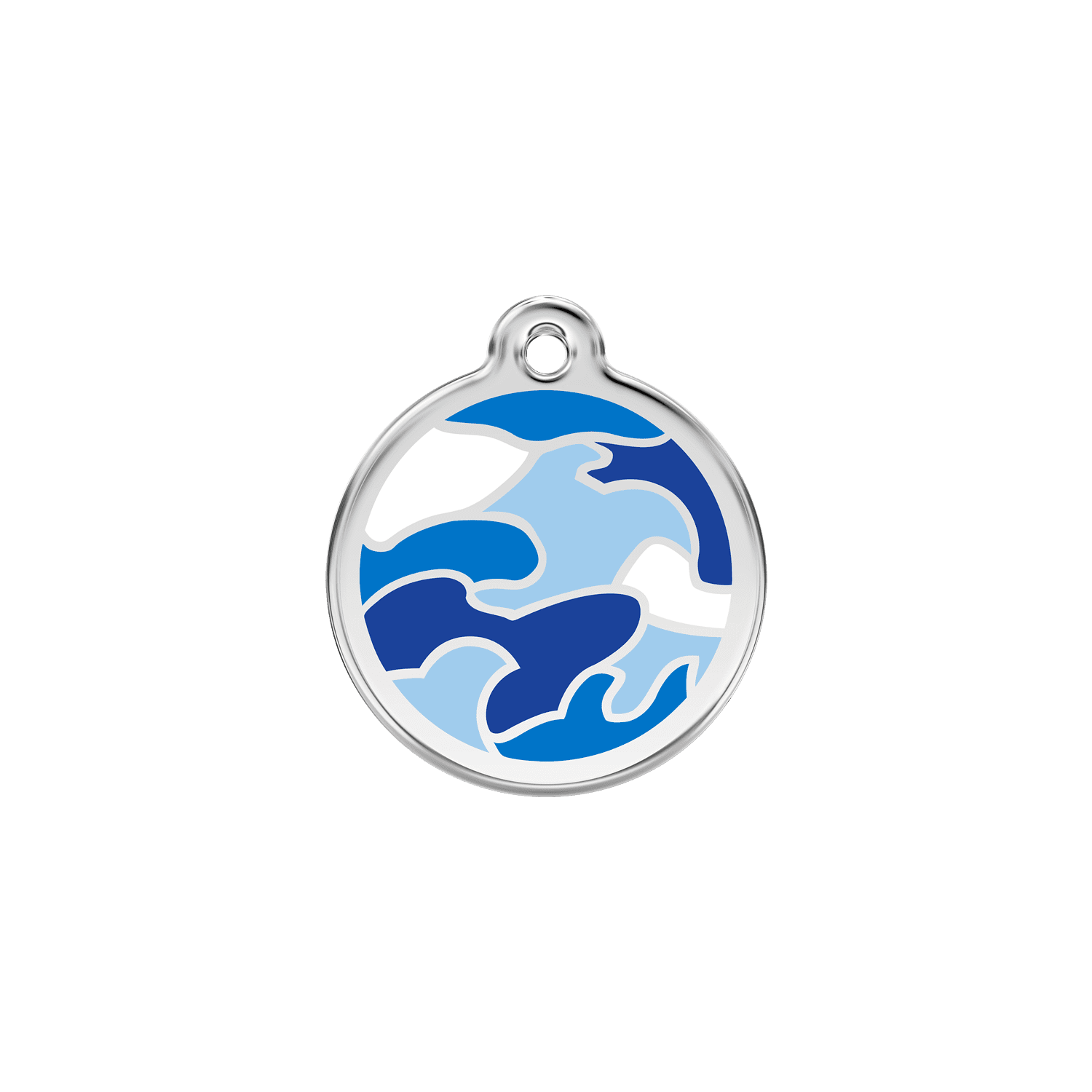 Vue avant - Médaille personnalisée pour chien/chat Red Dingo Émail et acier inoxydable - Camouflage bleu foncé - Talla S