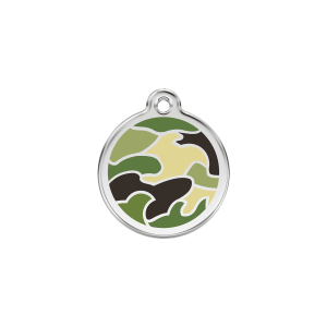 Placa para gato Camuflaje verde en esmalte y acero inoxidable pequeña