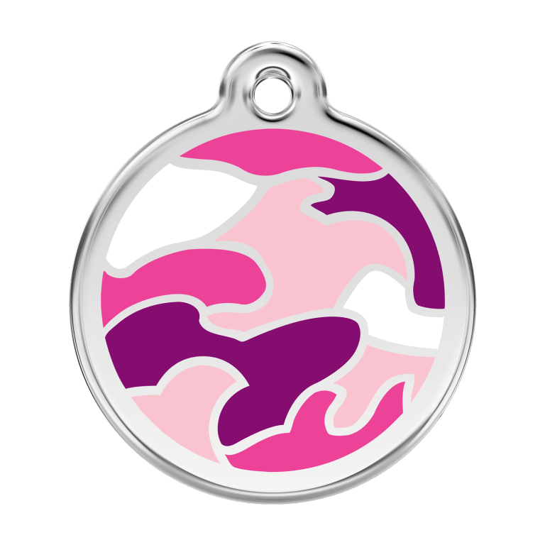 Vue avant - Médaille personnalisée pour chien Red Dingo Camouflage Rose - Talla L - Réf : 01-CP-PK-LG