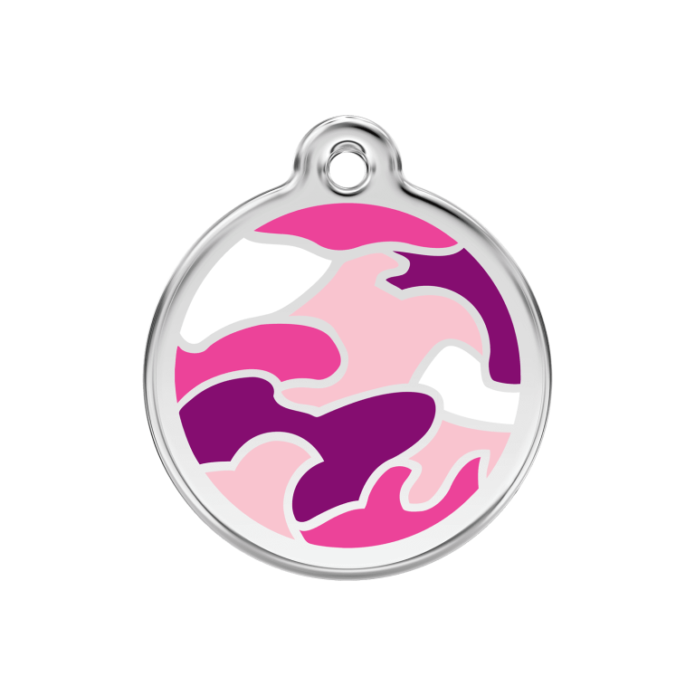 Vue avant - Médaille personnalisée pour chien Red Dingo Camouflage Rose - Talla M
