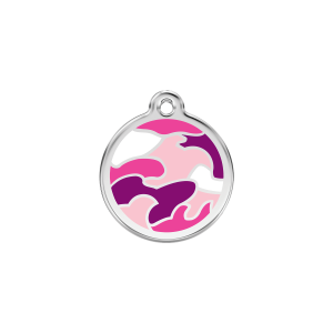 Placa para gato pequeña Camuflaje rosa en esmalte y acero inoxidable