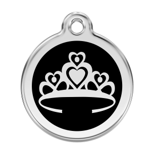 Placa para perro Corona negra en esmalte y acero inoxidable L