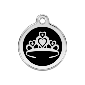 Placa para perro Corona negra esmaltada M 30 mm