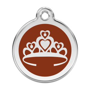 Placa para perro Corona marrón en esmalte y acero inoxidable L