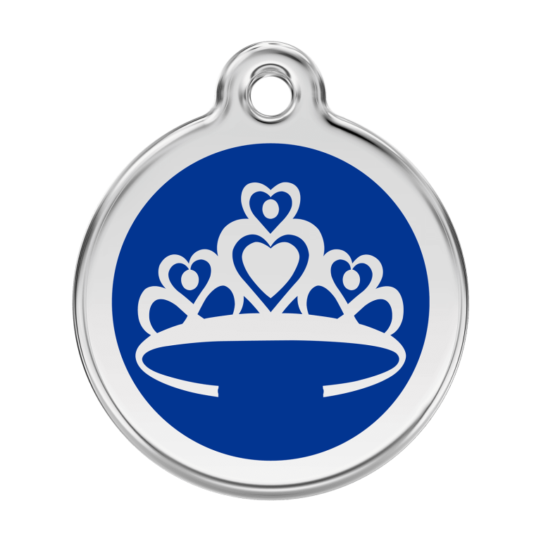 Vue avant - Médaille personnalisée pour chien Red Dingo Couronne Bleu foncé - Talla L