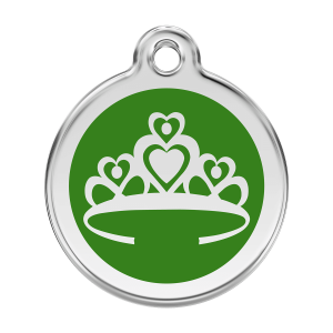 Placa para perro Corona verde en esmalte y acero inoxidable L