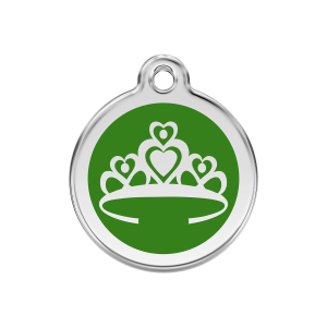 Placa para perro Corona verde esmaltada M 30 mm