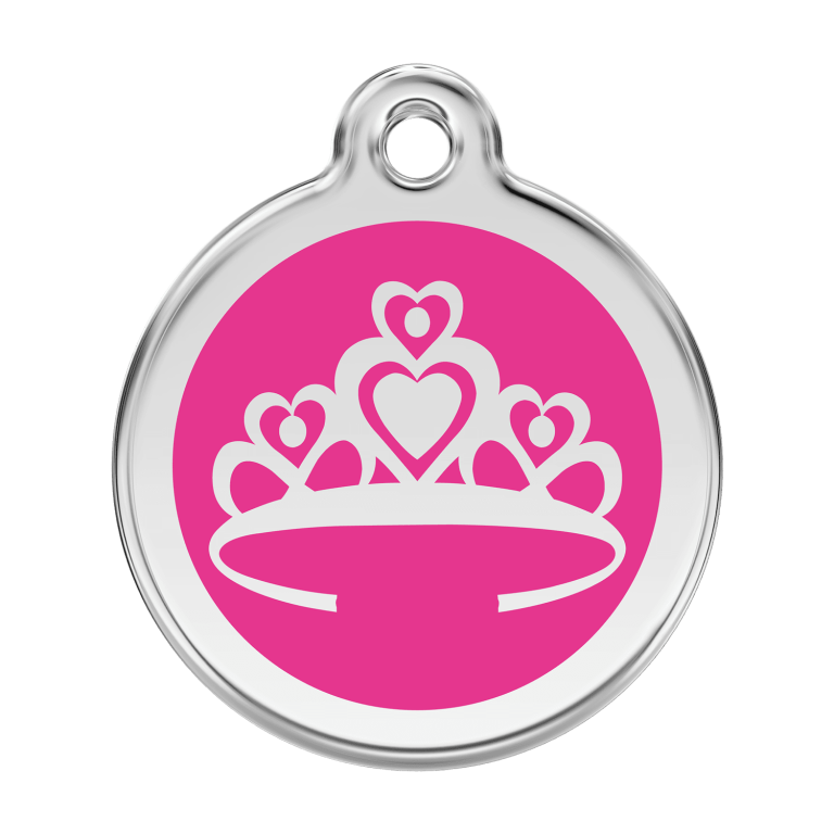 Vue avant - Médaille personnalisée pour chien Red Dingo Couronne Rose vif - Talla L