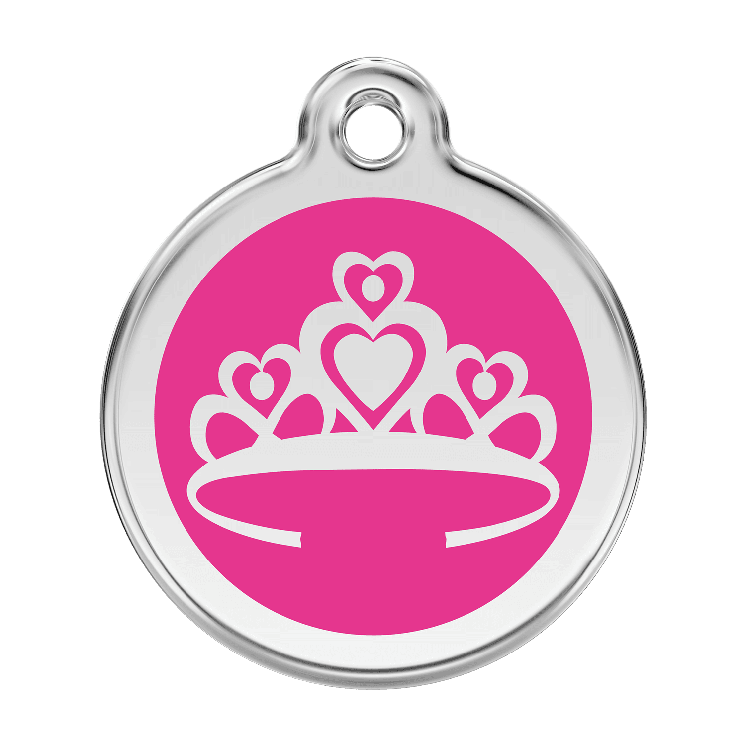 Vue avant - Médaille personnalisée pour chien Red Dingo Couronne Rose vif - Talla L