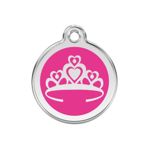 Placa para perro Corona rosa fuerte esmaltada M 30 mm