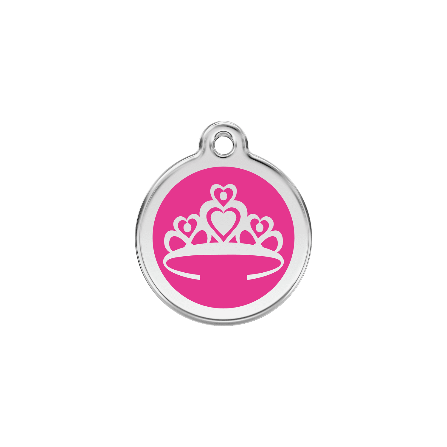 Vue avant - Médaille personnalisée pour chien/chat Red Dingo Couronne Rose vif - Talla S