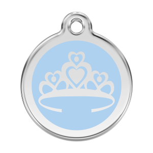 Placa para perro Corona azul claro en esmalte y acero inoxidable L