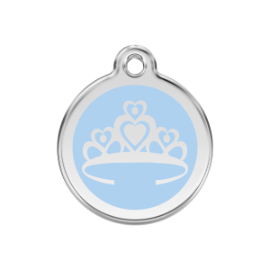 Placa para perro Corona azul claro esmaltada M 30 mm