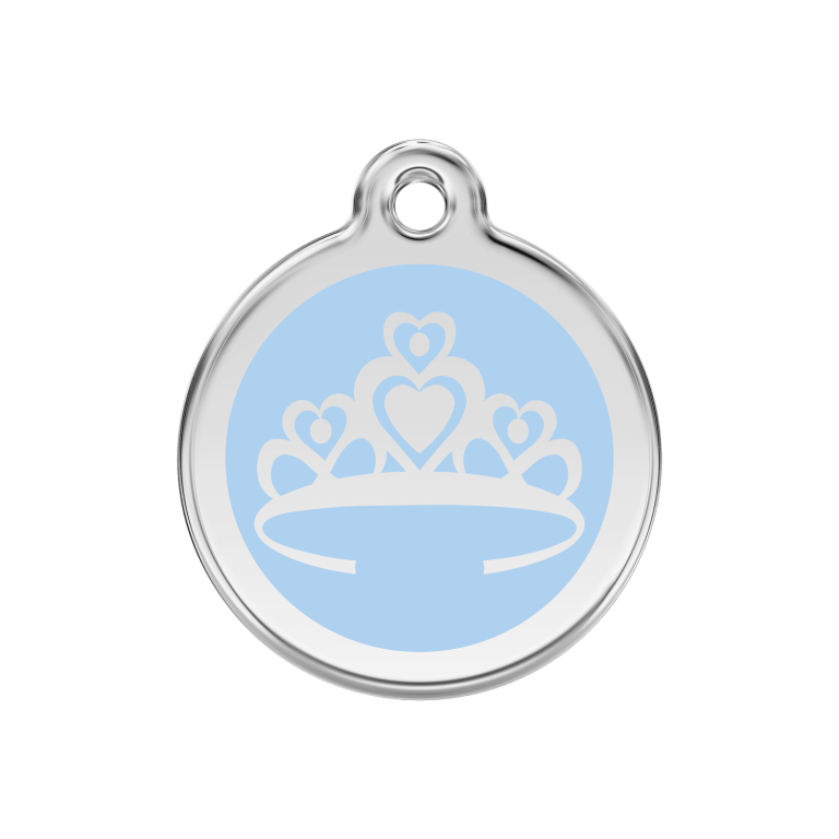 Vue avant - Médaille personnalisable pour chien Red Dingo Couronne Bleu Clair 30mm