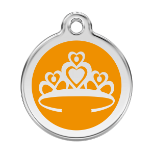 Placa para perro Corona naranja en esmalte y acero inoxidable L