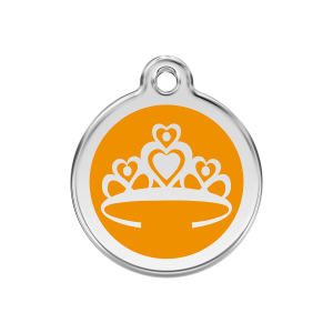 Placa para perro Corona naranja esmaltada M 30 mm
