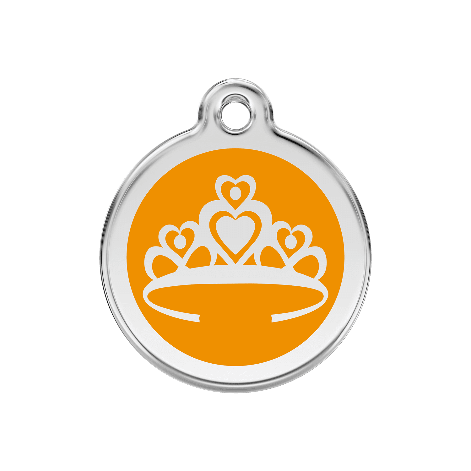 Vue avant - Médaille personnalisée pour chien Red Dingo Émail Couronne Orange M - 01-CR-OR-ME