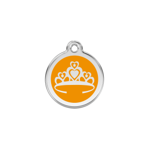 Placa para gato Corona esmalte naranja pequeña 20 mm