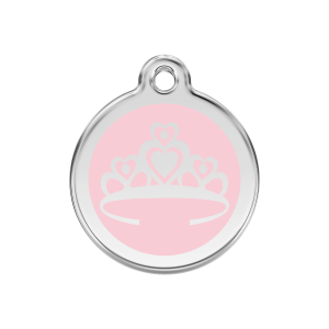 Placa para perro Corona rosa esmaltada M 30 mm