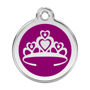 Placa para perro Corona en esmalte violeta L 38 mm