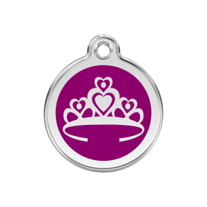 Placa para perro Corona en esmalte violeta M 30 mm