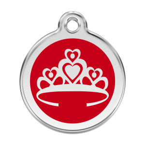 Placa para perro Corona roja en esmalte y acero inoxidable L