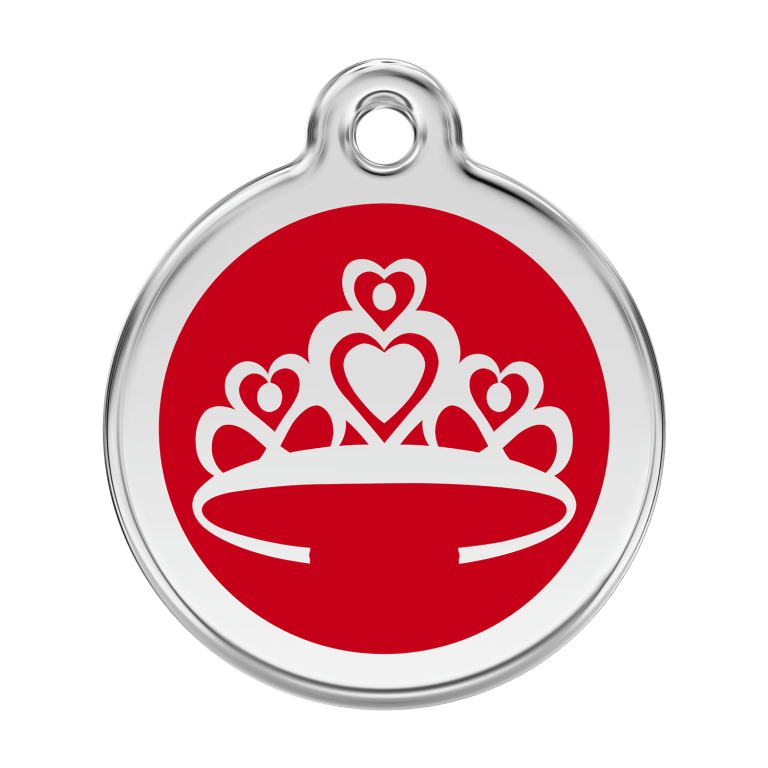 Vue avant - Médaille personnalisée pour chien Red Dingo Couronne Rouge Talla L
