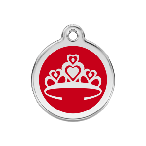 Placa para perro Corona roja esmaltada M 30 mm