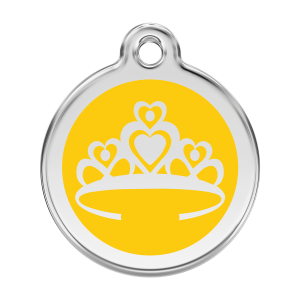 Placa para perro Corona amarilla en esmalte y acero inoxidable L