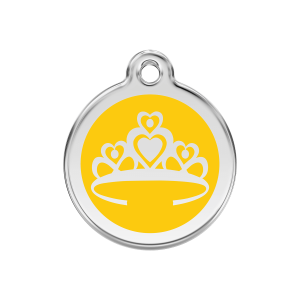Placa para perro Corona amarilla esmaltada M 30 mm