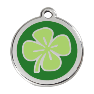 Placa para perro grande Trébol Verde en esmalte y acero inoxidable