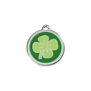 Placa para gato Trébol Verde esmalte y acero inoxidable pequeña