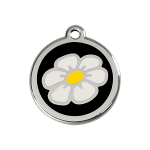 Placa para perro Marguerita negra en esmalte y acero inoxidable tamaño M