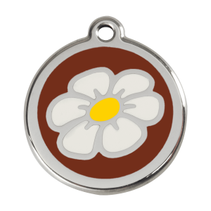 Placa para perro Marguerita marrón en esmalte y acero inoxidable, grande