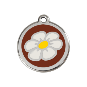 Placa para perro Marguerita marrón en esmalte y acero inoxidable tamaño M