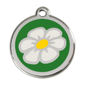 Placa para perro Marguerita verde en esmalte y acero inoxidable, grande