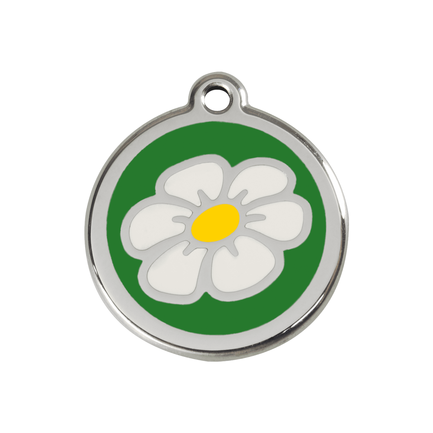 Vue avant - Médaille personnalisable pour chien ou chat - Red Dingo Marguerite Vert - Talla M
