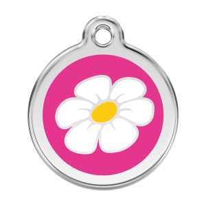 Placa para perro Marguerita rosa fuerte grande