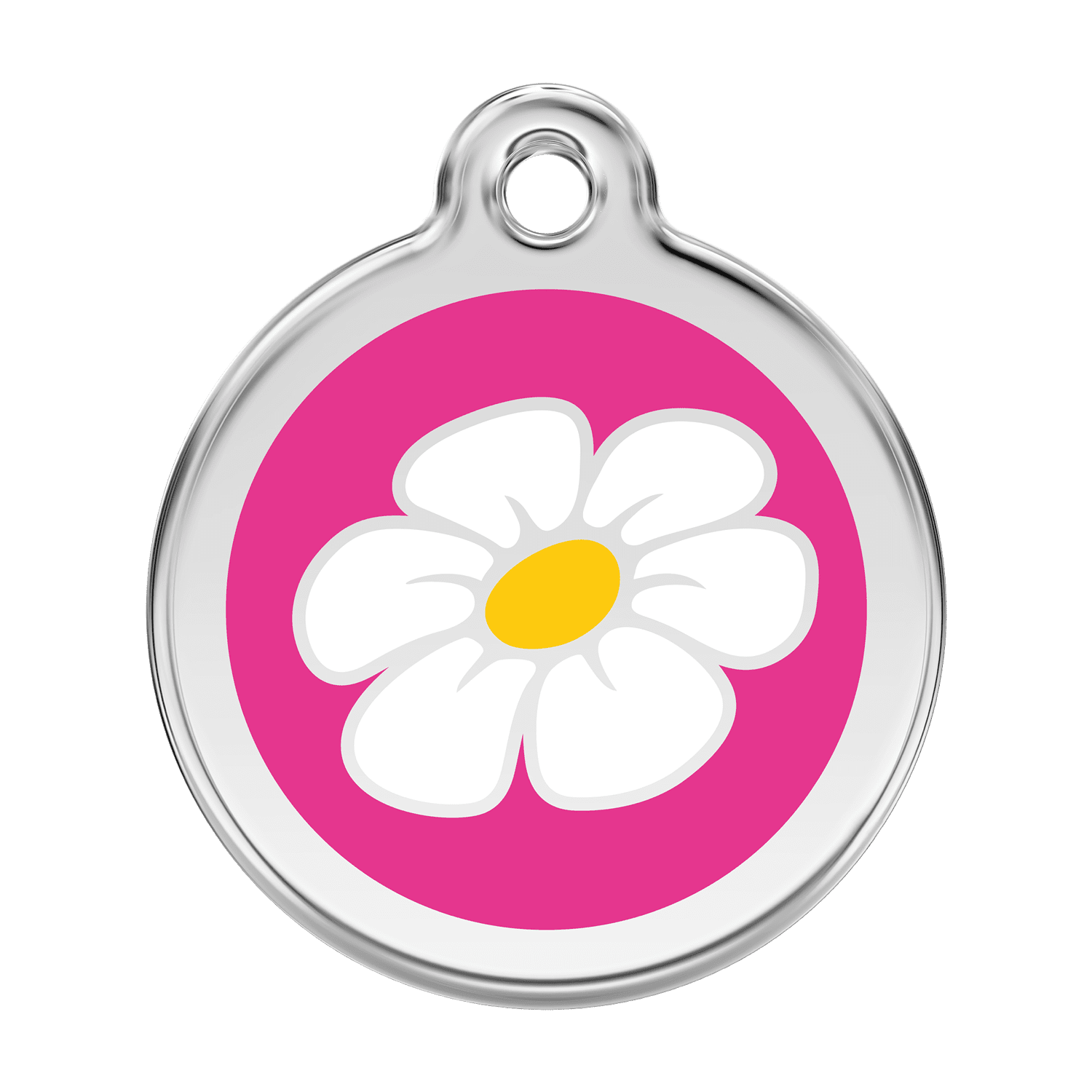 Vue avant - Médaille personnalisée pour chien Red Dingo Marguerite Rose vif - Talla L - 01-DA-HP-LG