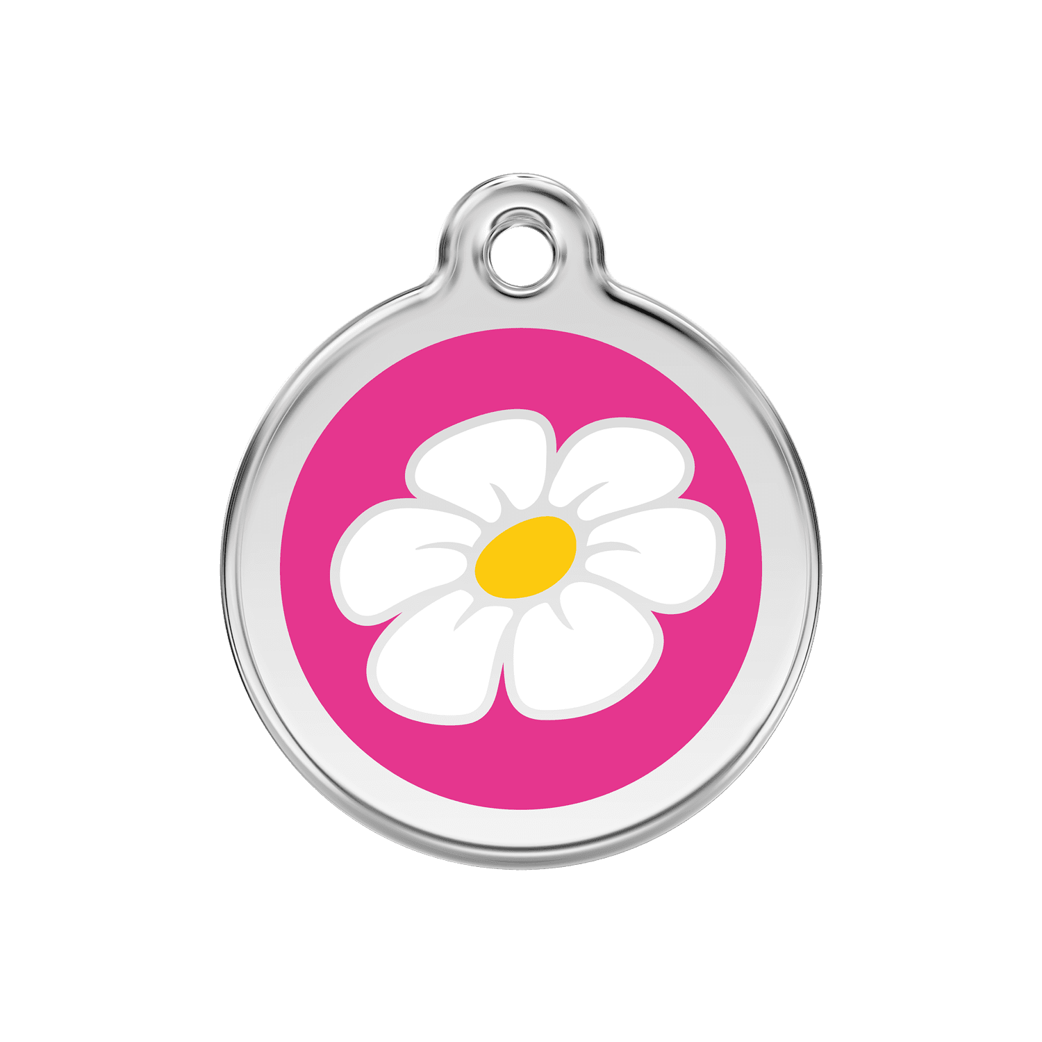 Vue avant - Médaille personnalisée pour chien Red Dingo Marguerite rose vif - Talla M 30.00mm