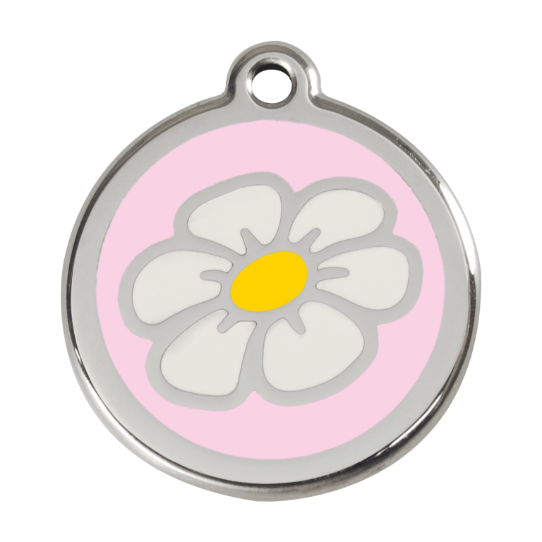 Vue avant - Médaille personnalisable pour chien - Red Dingo Marguerite Rose - Talla L