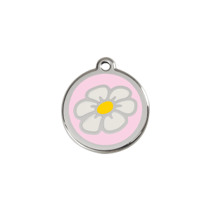 Placa para gato Margarita Rosa S 20 mm esmalte y acero inoxidable
