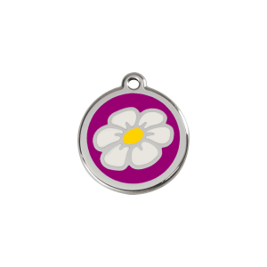 Placa para gato Margarita esmalte violeta y acero inoxidable S 20 mm