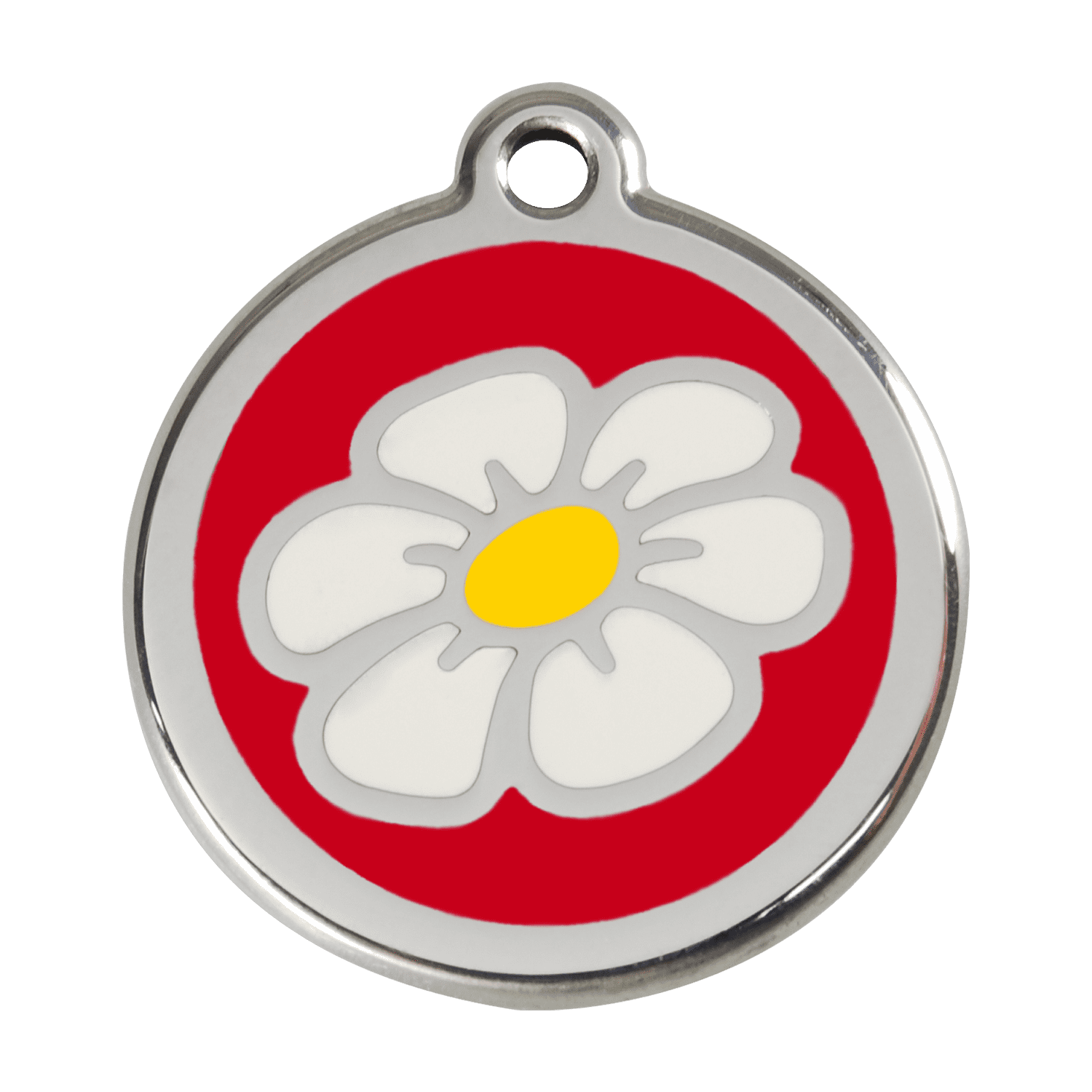 Vue avant - Médaille personnalisée pour chien - Red Dingo - Marguerite Rouge - Talla L