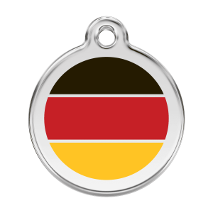 Placa para perro grande con bandera alemana en esmalte y acero inoxidable