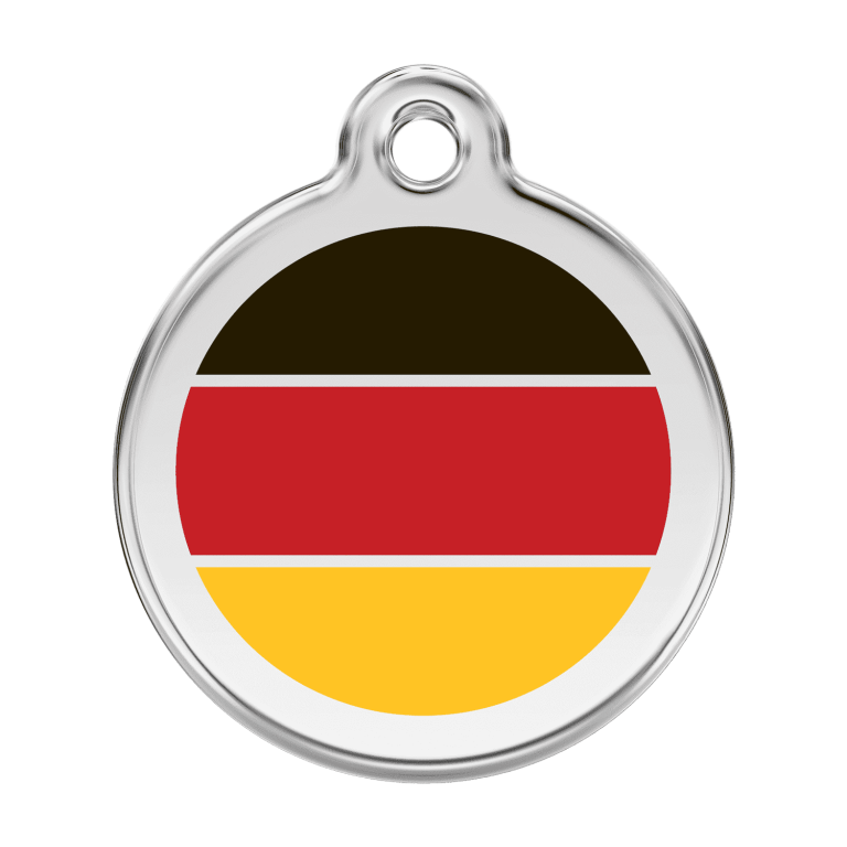 Vue avant - Médaille personnalisée pour chien Red Dingo Drapeau allemand - Talla L - 01-DE-RE-LG