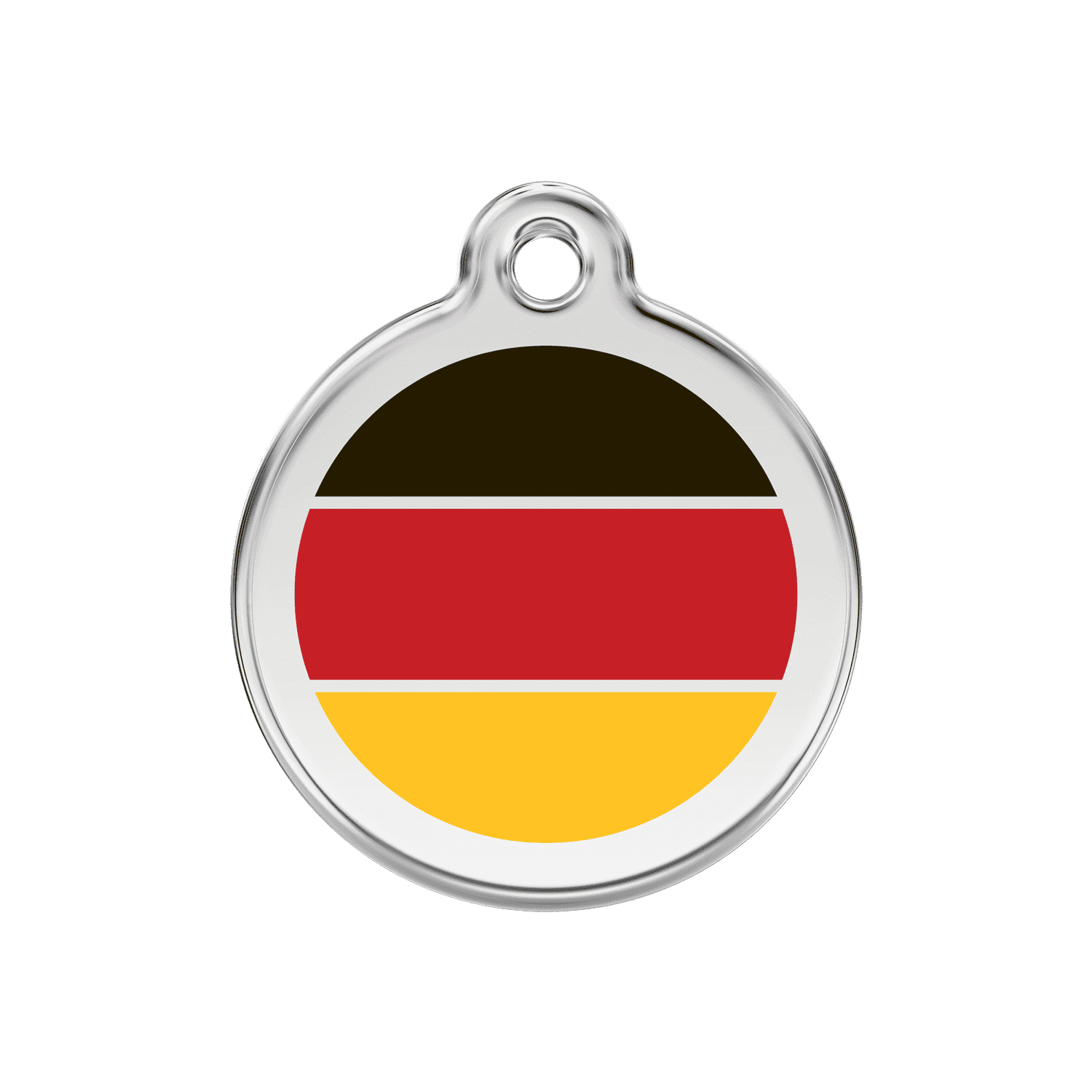 Vue avant - Médaille personnalisée pour chien Red Dingo drapeau allemand - Émail et acier inoxydable - Talla M